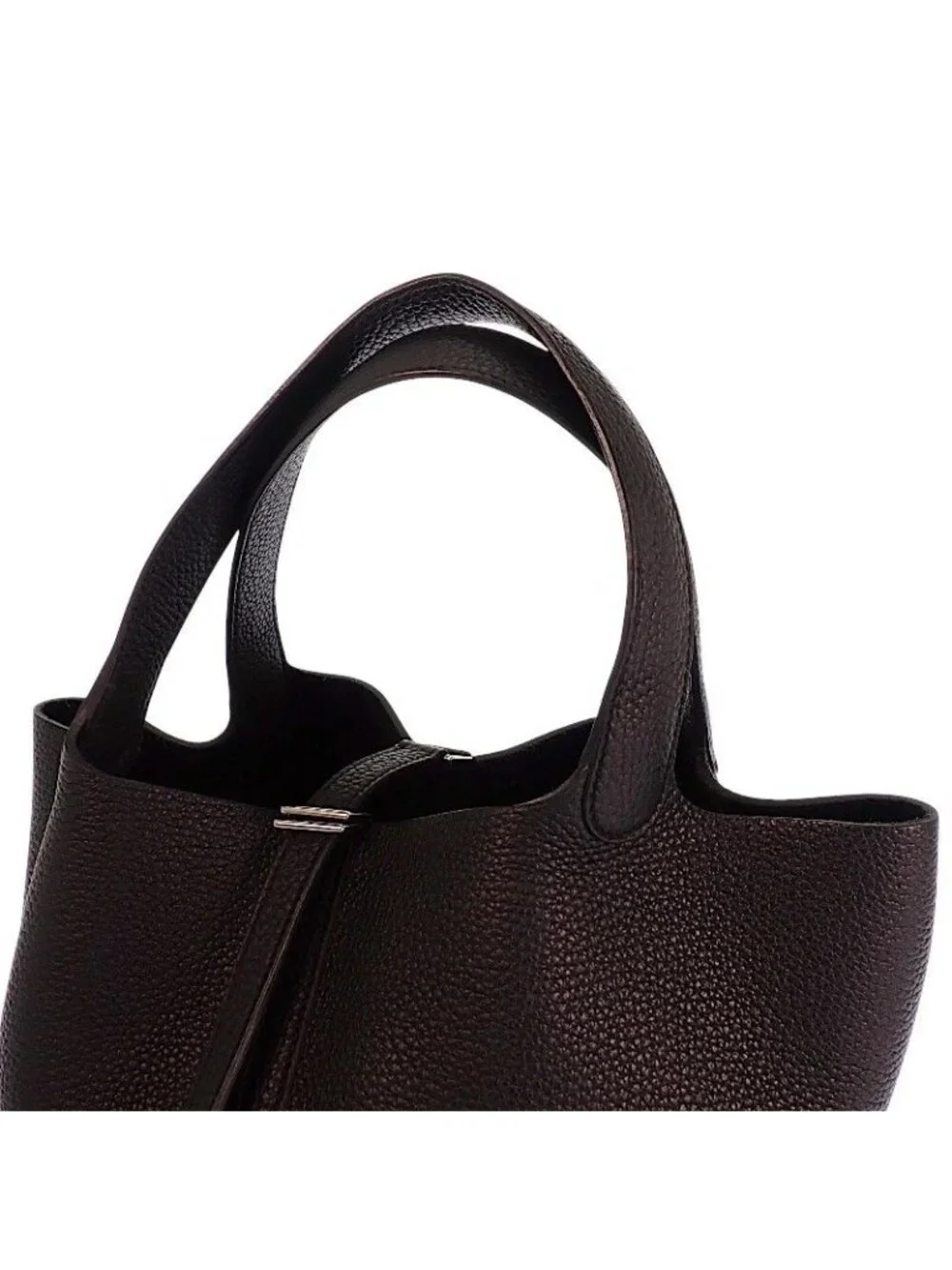Hermes Picotin Lock MM Handbag Taurillon Clemence Black Silver
